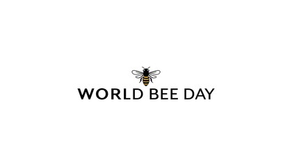 Obraz premium A logo celebrating World Bee Day with a bee and text on a white background