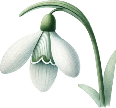Snowdrop watercolor flower botanical illustration spring snowdrop flower watercolor botanical