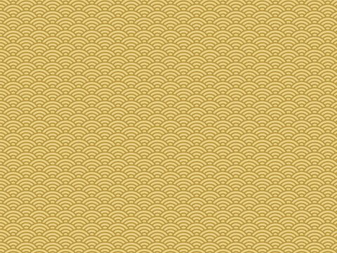 Golden Seigaiha Japanese wave pattern on beige background elegant seamless design