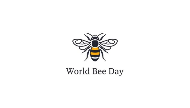 A logo illustration of a bee for World Bee Day with a white background