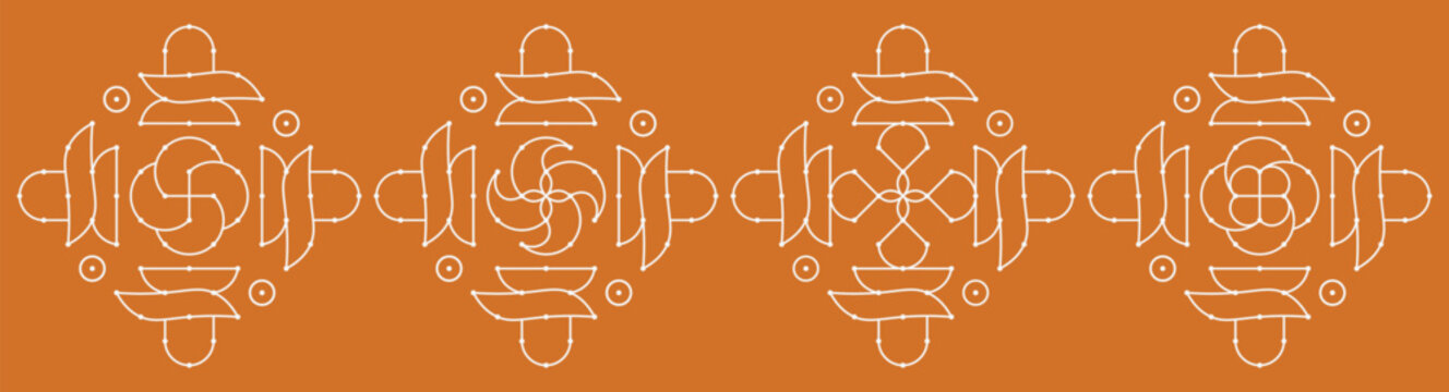 Set of dotted rangoli art. shiva linga home decor patterns.