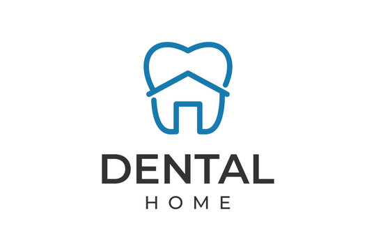Dental home logo featuring a house shape within a tooth outline representing comprehensive oral care
