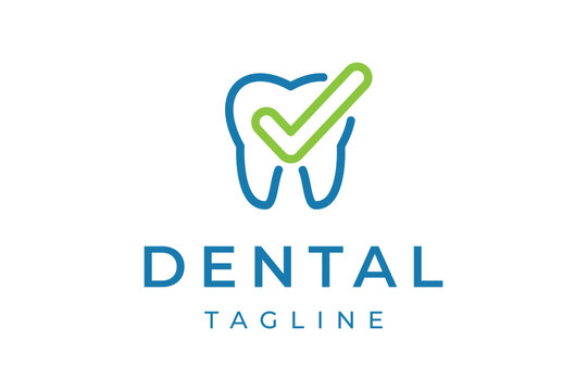 Dental tooth checkmark medical care logo with a clean modern aesthetic for health services