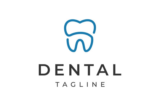 Dental tooth outline logo featuring a blue tooth icon with the word Dental and a tagline below it