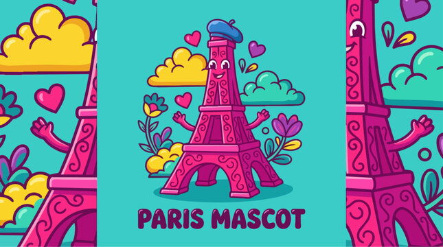 Eiffel Tower Paris Mascot Design.