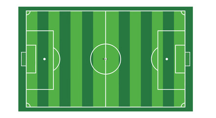 Aerial view of a green soccer field with white markings and goalposts © vectors home