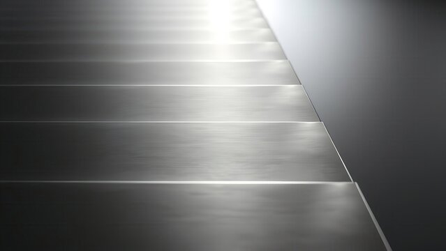 Metal surfaces from rough to mirror polish, reflecting soft light gradient.