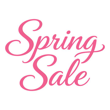 Spring sale announcement in pink cursive letters