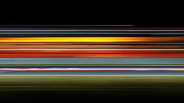 longexposure. Long exposure of race track lights creating smooth, flowing color bands on dark background. mobility guides, transit brochures, designed for mobility and urban transit guides.