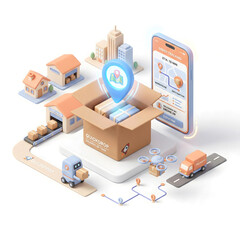 Fototapeta premium Minimalist 3D Claymorphism Smart Logistics Location Pin Icon