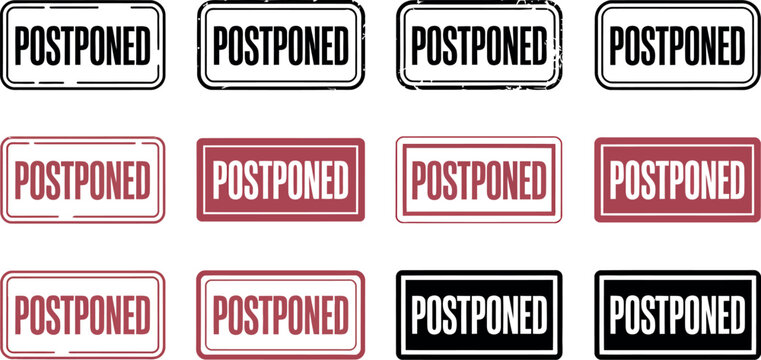Postponed stamps with various colors and textures are shown here