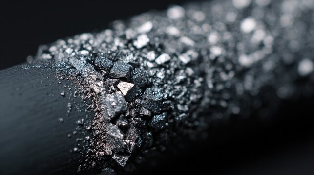 electroplated. Rough metal component half covered in mirror-smooth silver electroplated coating. safety posters, maintenance manuals, designed for industrial assembly lines and welding operations.