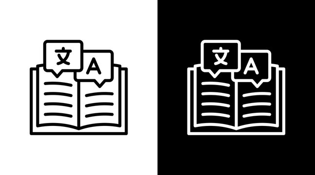 Language Book White Icon Set Design