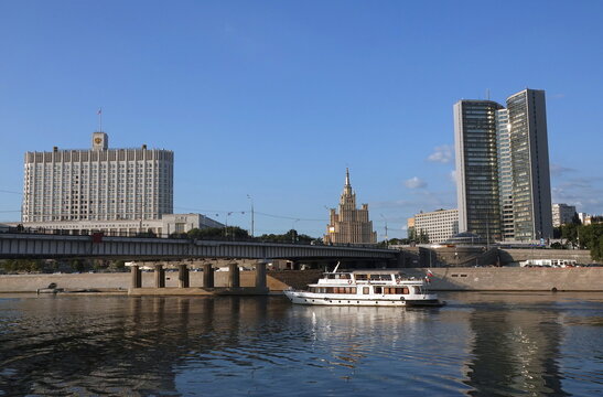 The Government House of the Russian Federation and the Moscow City Hall. View from the Moskva River