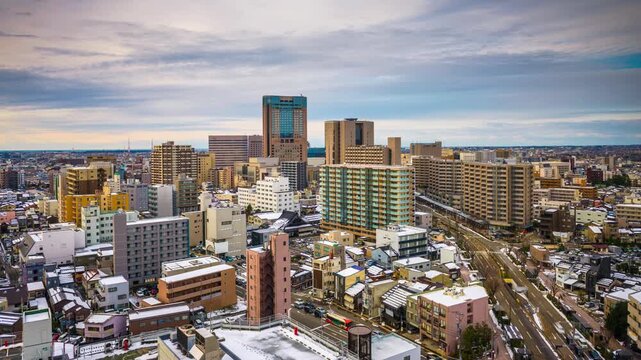 Kanazawa, Japan downtown skyline time lapse 5114