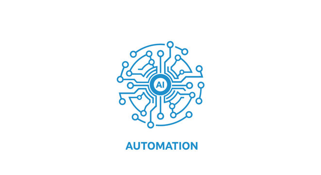 Futuristic AI Automation Logo Depicting Artificial Intelligence and Technology.