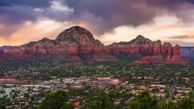 Sedona, Arizona, USA downtown and mountains time lapse 5085