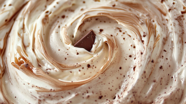 Close-up of chocolate mousse dessert.