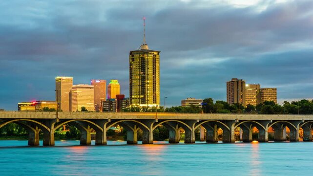 Tulsa, Oklahoma, USA downtown skyline on the Arkansas River at dusk 5033