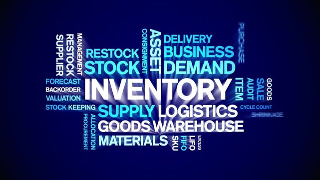 inventory animated word cloud-text design animation tag kinetic typography seamless loop.