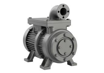 Naklejka premium A gray industrial pump with a round inlet and outlet isolated on transparent background