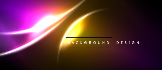 Naklejka premium Abstract vibrant background. Smooth curves, purple, yellow hues create dynamic flow. Modern design element for presentations.