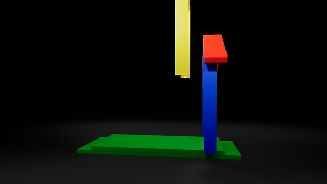 High-quality 3D animation showcasing a modular colorful photobooth tunnel installation designed for events, exhibitions, and brand activations. 