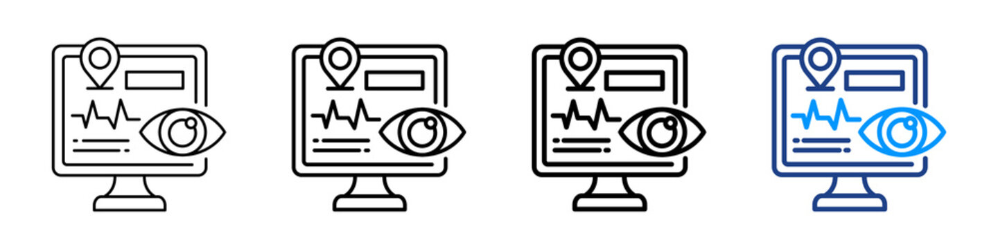 Monitoring Visit Icon Different Style Outline Collection Set.