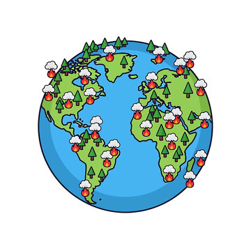 Earth Globe with Green Land Masses.