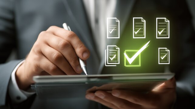 Businessman with digital documents