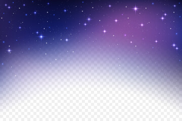 Obraz na płótnie Canvas Night sky background with light transparent effect. Vector blue and purple universe with magic texture of cosmic sparkles for Christmas design. Bright fantasy outer space with particles of twinkles.