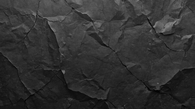 Rough black stone texture with irregular cracks and layers, creating a natural, rugged surface pattern.