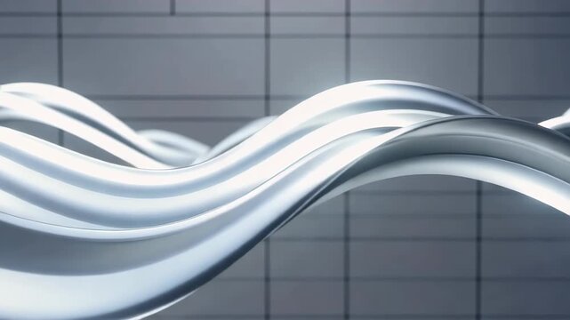 Abstract silver and white gradient waves moving smoothly, clean corporate background, subtle light reflections, seamless loop style, 4k