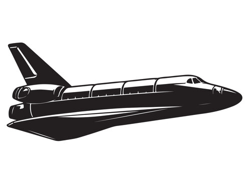 Rocket Launch Silhouette Vector Illustration &ndash; Space Shuttle Takeoff Icon, Black EPS Graphic