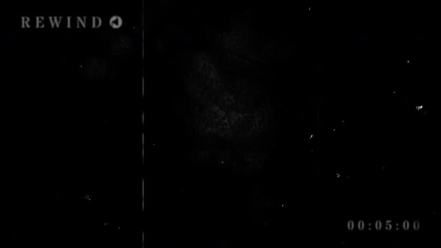 VHS Tape Rewind with Timer and Super 8mm Film Overlay Nostalgic Video Effect with Scratch and Dust Texture