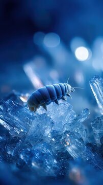 Tardigrade surviving inside a glowing nuclear reactor core, intense blue radiation light, energy waves surrounding microscopic organism, hyper detailed biological texture, cinematic sci-fi realism, vo
