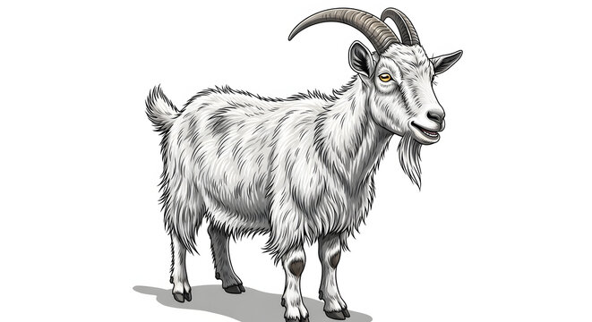 High-detail farm goat vector illustration