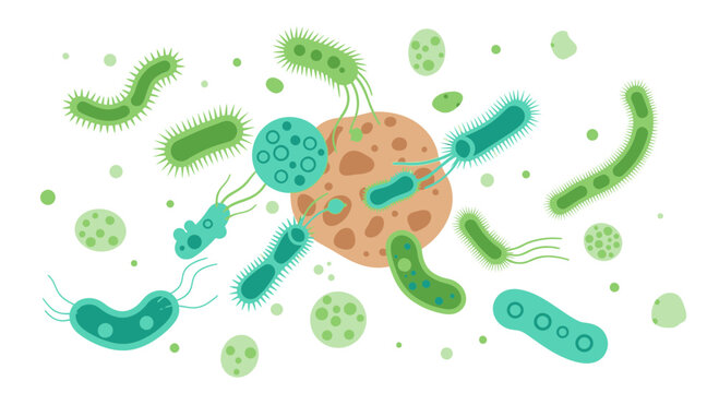 Diverse Microscopic Organisms and Bacteria Collection, Scientific Illustration