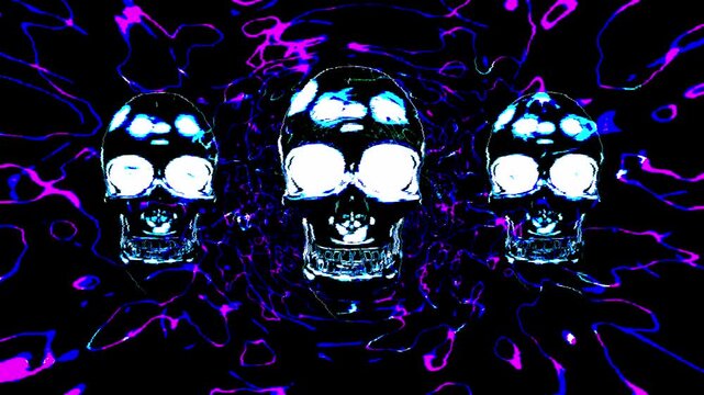 Abstract Neon Skull Energy Core Symmetry Background Loop 4K
