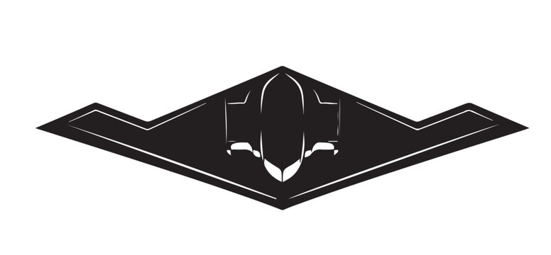 Stealth Bomber B-2 Silhouette Vector &ndash; Flying Wing Military Aircraft, Black EPS