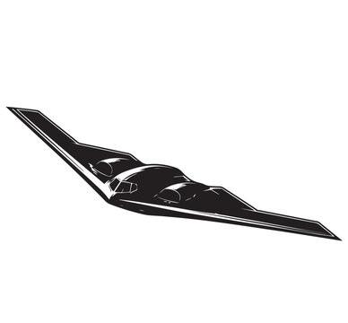 Stealth Bomber B-2 Silhouette Vector &ndash; Flying Wing Military Aircraft, Black EPS