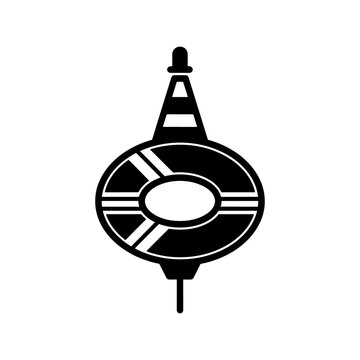A striking black and white graphic of a retro raygun showcasing a distinctive silhouette