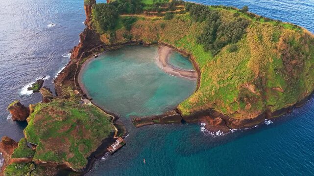Aerial view of Islet of Vila Franca do Campo, Azores, Portugal