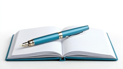 Naklejka premium Conference notebook with pen isolated on pure white background business office stationery