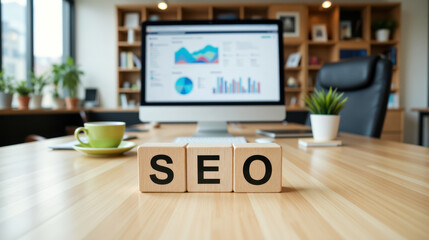 Fototapeta premium Search engine optimization organic growth strategy to improve ranking visibility and driving targeted traffic for commercial performance and sustainable e-commerce business success