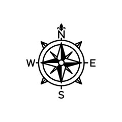 Obraz premium A classic black compass rose graphic displaying cardinal directions with a bold silhouette