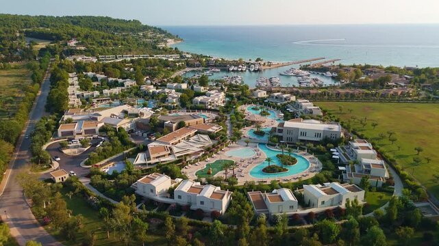 Aerial View of Sani Resort and Marina, Chalkidiki, Greece