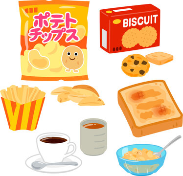 アクリルアミドを含む食品のイラストセット