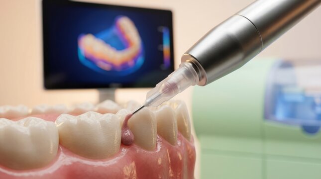 Dental Technology in Action Dentistry Dental Technology Dental Equipment Teeth Model Dental Care Oral Health Dental Procedure. Concept featuring dentistry, dental technology, dental equipment, teet...