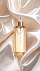 Naklejka premium Blank Perfume Bottle In Silk, Mockup concept